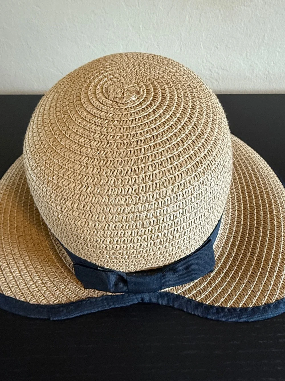 Magid Straw Sun Hat Tan/Natural with Black Ribbon Trim Bow OS New no tag